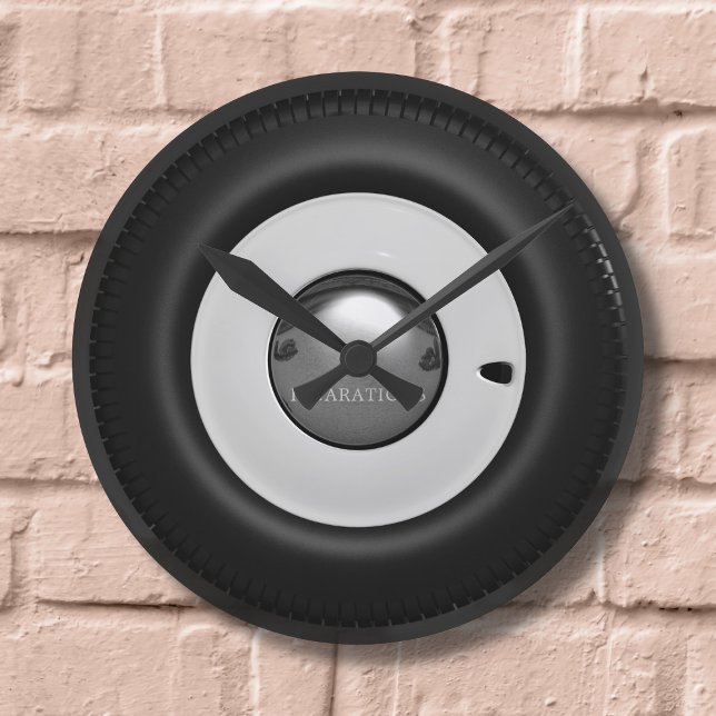 Classic Car Wheel Trim Hubcap Figarations Clock (Add your name)