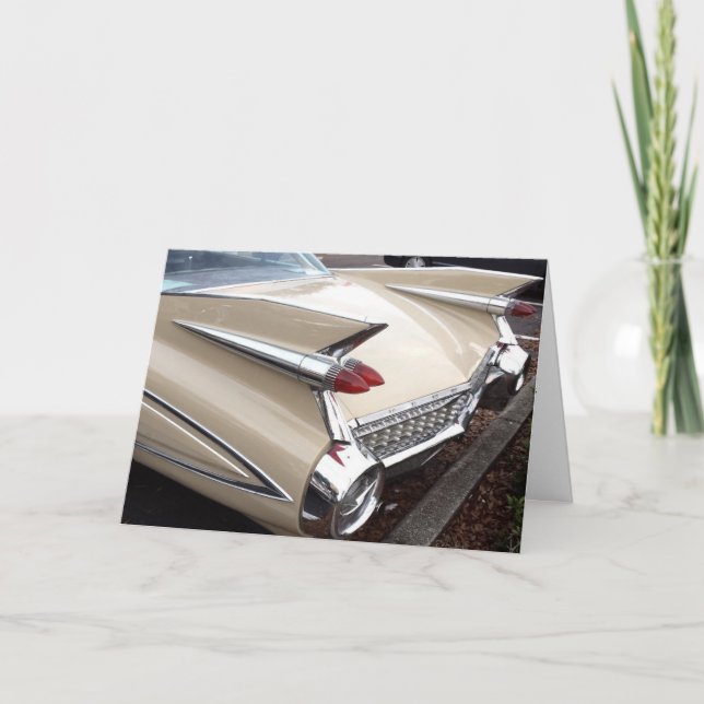 CLASSIC CAR WITH FINS BIRTHDAY CARDS (Front)