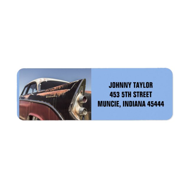 CLASSIC CAR WITH FINS RETURN ADDRESS LABELS (Front)