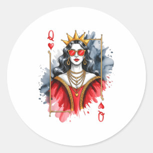 Classic Card Hearts Valentines Queen Classic Round Sticker