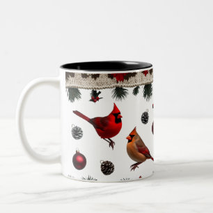 Classic Cardinal Birds Nordic Knit Two-Tone Two-Tone Coffee Mug