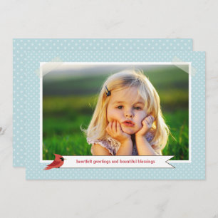 Classic Cardinal Double Sided 3 Photo Holiday Card