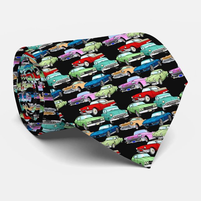 Classic Cars Black Tie (Rolled)
