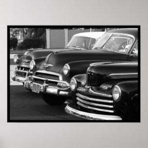 Classic Cars in black and white canvas print