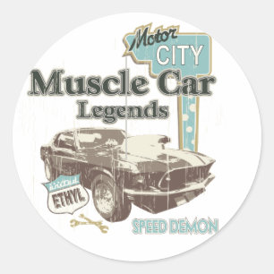 Classic Cars ~ Muscle Car Legend Round Sticker