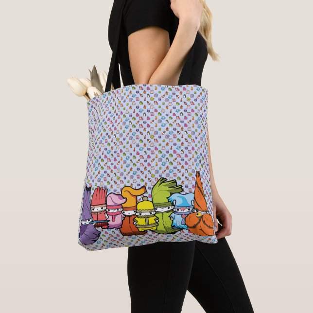 Classic Cartoon Character Goblins Blue Pattern Tote Bag (Close Up)
