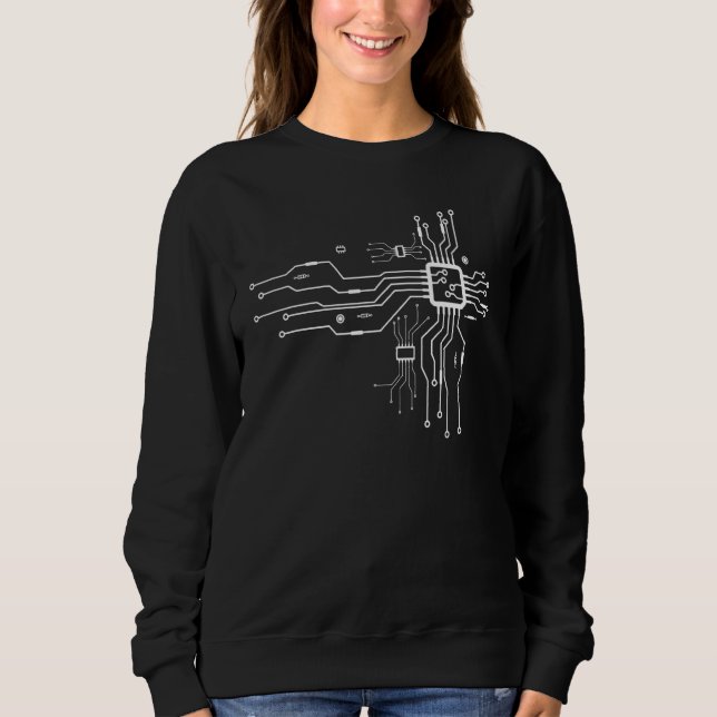 Classic Casual Cpu Mens Computer Heart Fun Cool Gr Sweatshirt (Front)