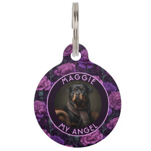 Classic Cat Lover Present Carnations Floral Pet Tag
