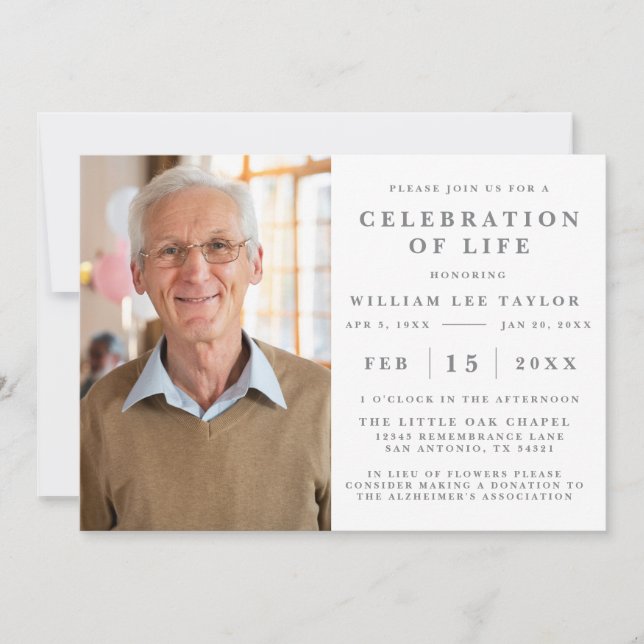 CLASSIC CELEBRATION OF LIFE MEMORIAL INVITATION (Front)
