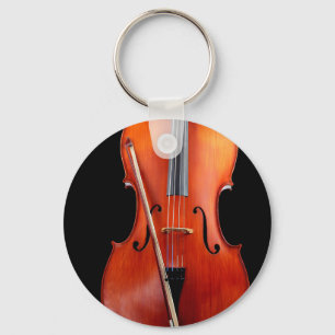 Classic cello on black keychain
