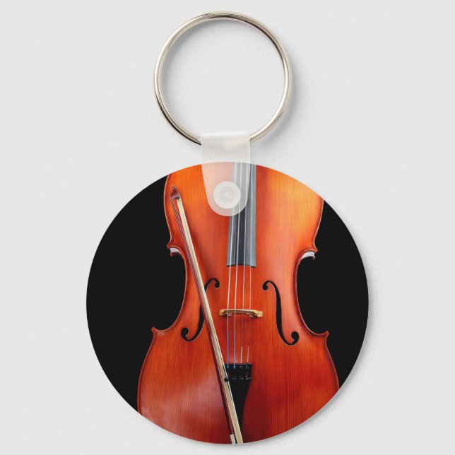 Classic cello on black keychain (Front)