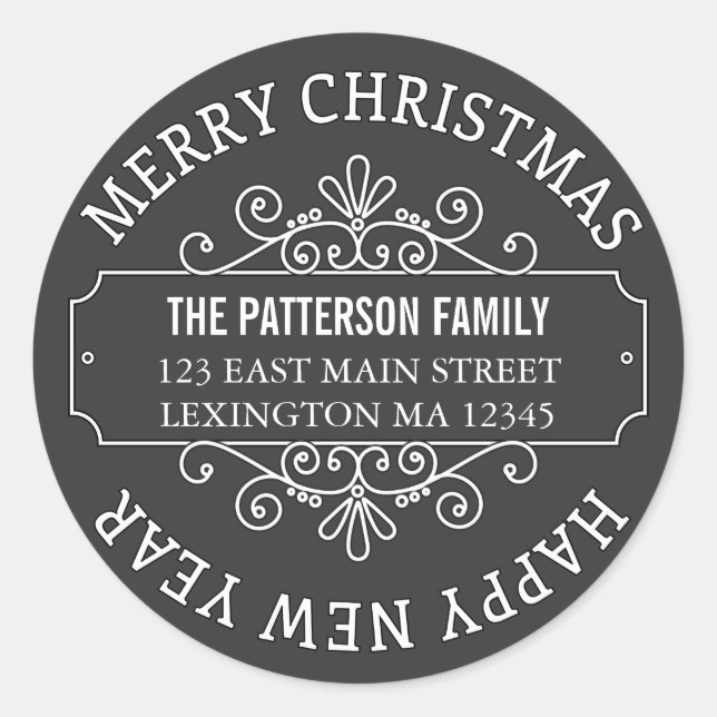 Classic Chalkboard Merry Christmas Label (Front)
