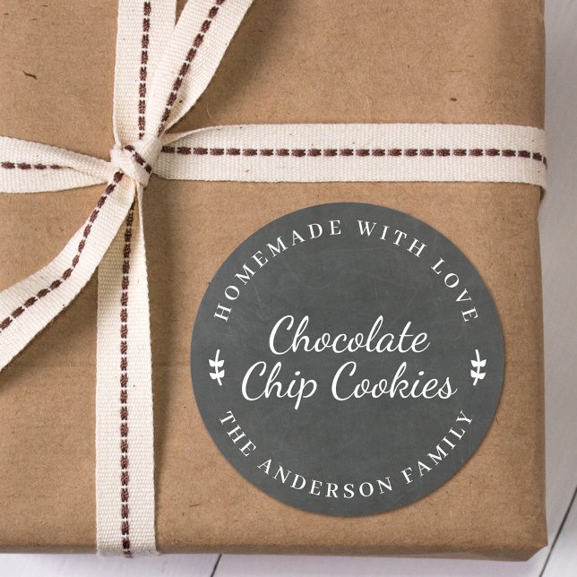 Classic Chalkboard Personalized Baking Gift Round Sticker (Creator Uploaded)