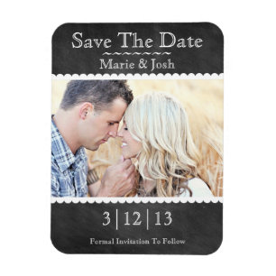 Classic Chalkboard Photo Save The Date Magnet