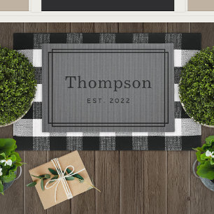 Classic Charcoal Family Last Name Established Doormat