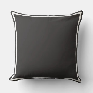 Classic Charcoal Grey with White Trim Throw Pillow