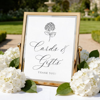 Classic Charcoal Hydrangea Cards and Gifts Sign