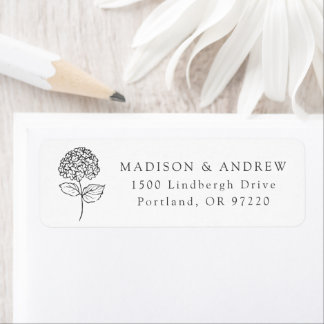 Classic Charcoal Hydrangea Wedding Return Address