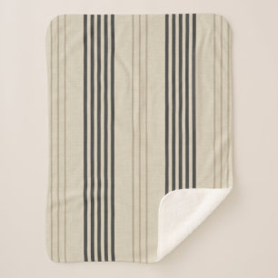 Classic Charcoal Ticking Stripe Pattern Sherpa Blanket