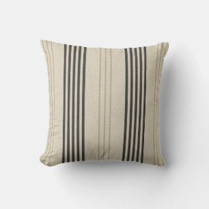 Classic Charcoal Ticking Stripe Pattern Throw Pillow
