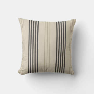 Classic Charcoal Ticking Stripe Pattern Throw Pillow