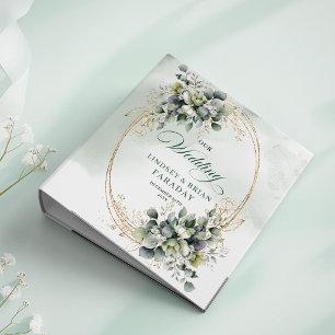 Classic Charm Eucalyptus Green Gold Wedding Memory Binder