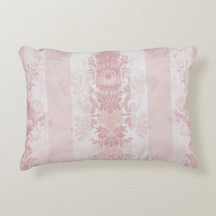 Classic Charm: Red & White Damask Stripes on Satin Accent Pillow