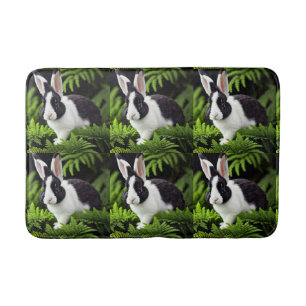 "Classic Charm: The Black and White Bunny Rabbit" Bath Mat