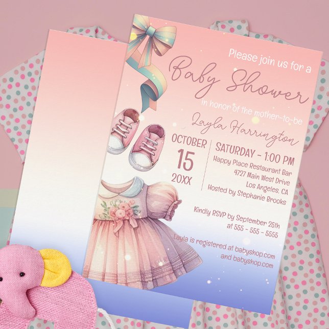 Classic Charming Pastel Pink Girl Baby Shower Invitation (Creator Uploaded)