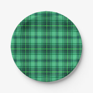 Classic Cheerful Plaid   green Paper Plate