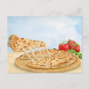 Classic Cheese Pizza Watercolor Postcard