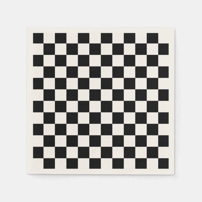 Classic Chequerboard Black White Pattern Napkin (Front)