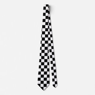Classic Chequerboard Black White Pattern Tie