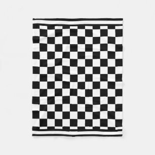 Classic Chequered I Bleed Racing Check Black White Fleece Blanket