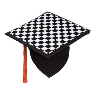 Classic Chequered I Bleed Racing Check Black White Graduation Cap Topper