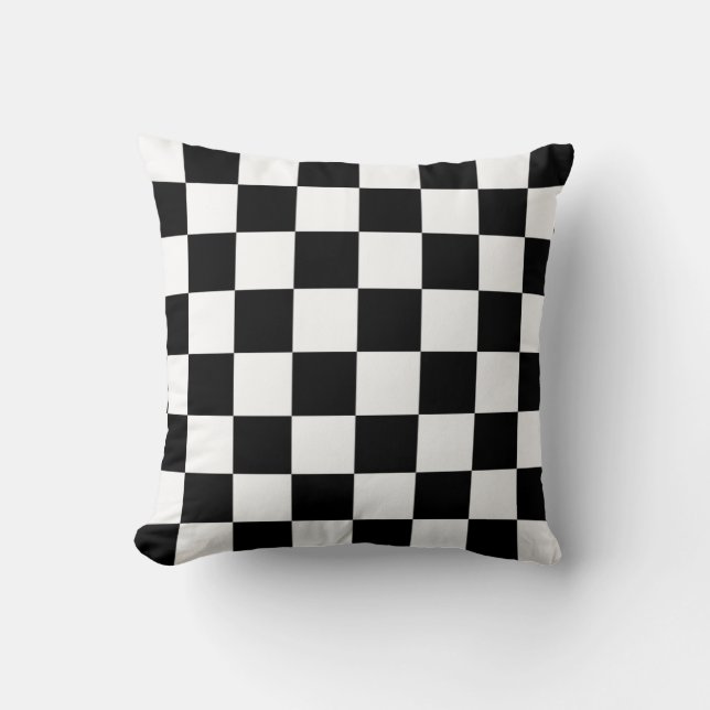 Classic Chequered I Bleed Racing Check Black White Throw Pillow (Front)