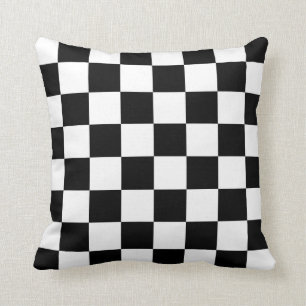 Classic Chequered I Bleed Racing Check Black White Throw Pillow