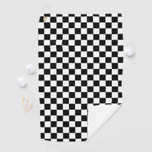 Classic Chequered Racing Sport Check Black White Golf Towel