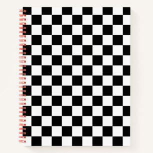 Classic Chequered Racing Sport Check Black White Notebook