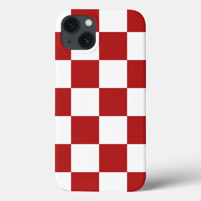 Classic Chequered Red and White Pattern Case-Mate iPhone Case (Back)