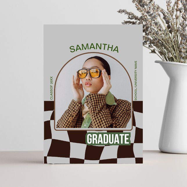 Classic Chequered Retro unique Graduation Party  Invitation (Creator Uploaded)