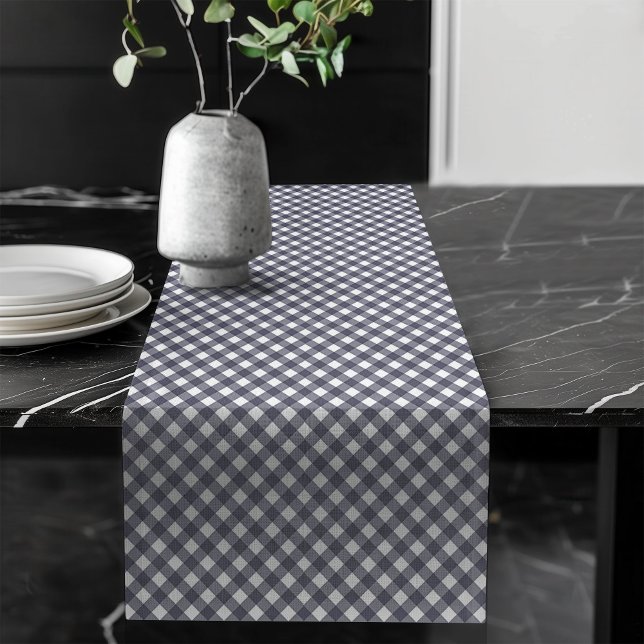 Classic Chequered Table Runner in Navy and Blue (Classic Checkered Table Runner in Navy and Blue)