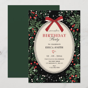 Classic cherry bow birthday invitation