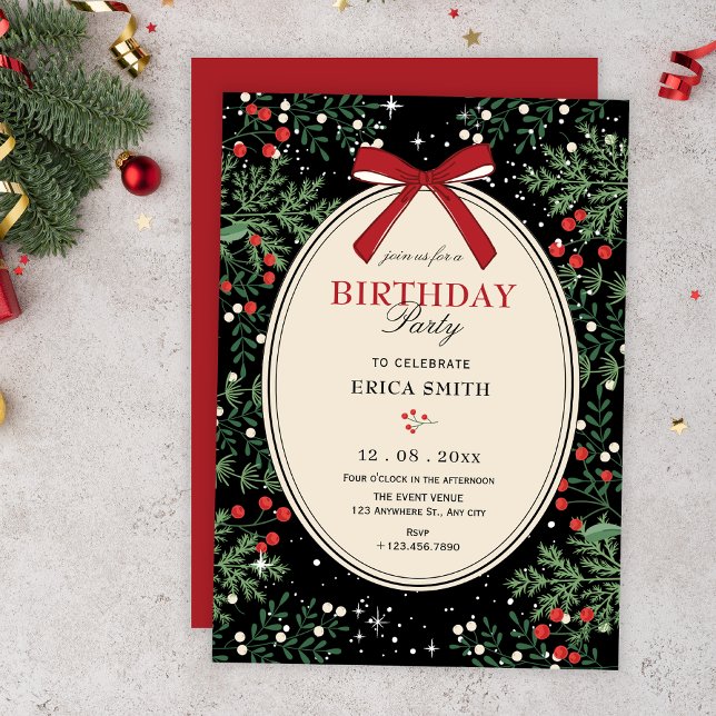 Classic cherry bow birthday invitation (Creator Uploaded)