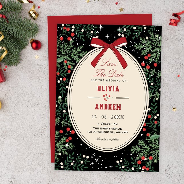 Classic cherry bow wedding invitation (Creator Uploaded)