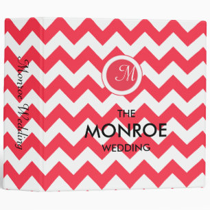 Classic Cherry Red Chevron Pattern Binder