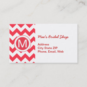 Classic Cherry Red Chevron Pattern Business Card
