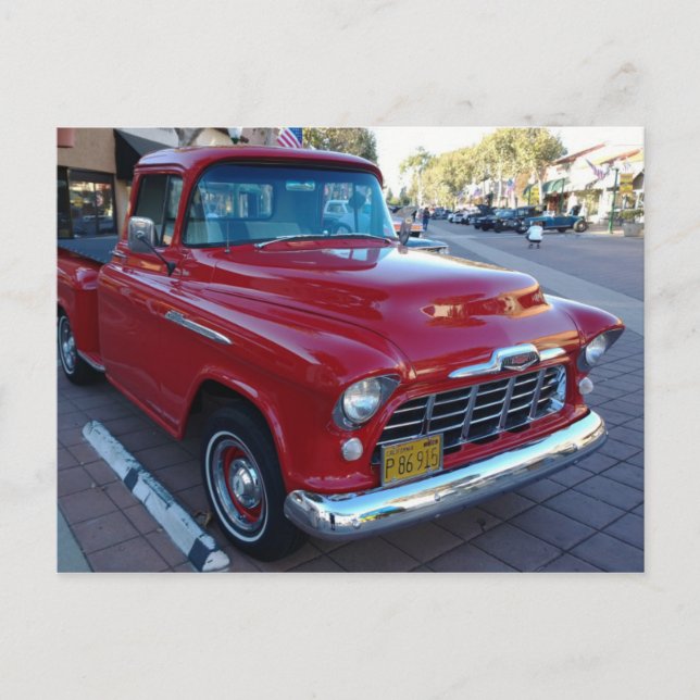 Classic Cherry Red Chevy Pick-Up Truck at Car Show Postcard (Front)