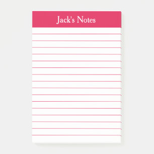 Classic Cherry Red Lined Personalized Post-it Notes