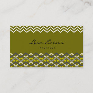 Classic Chevron Pattern Green Business Card